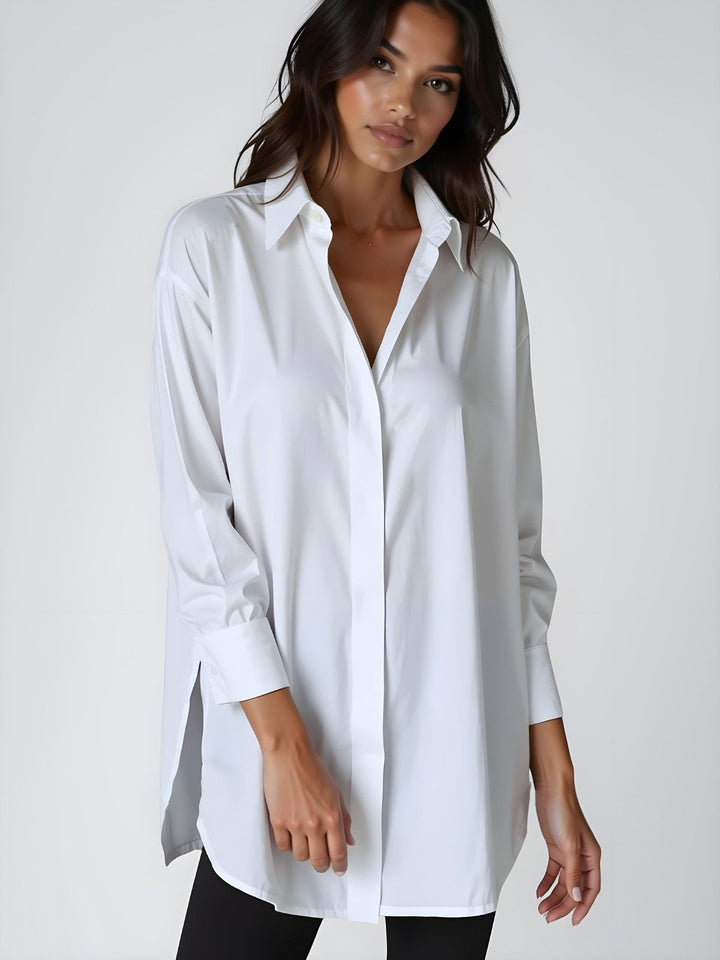 Oversized Lapel Button Shirt Dress
